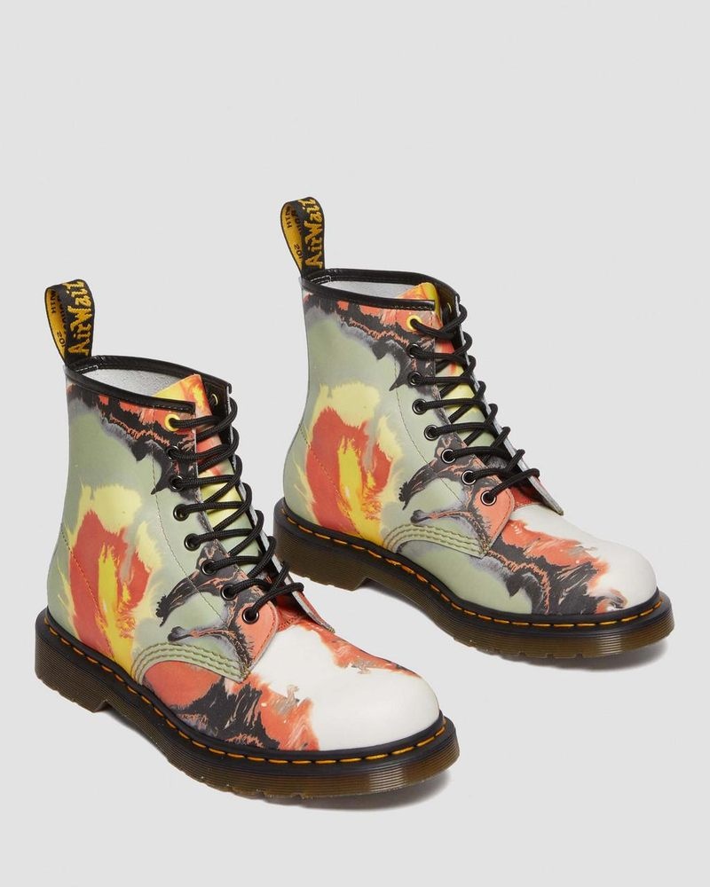 Dr Doc Martens 1460 Tate 'Volcanic Flare' Cuero Encaje Up Boots (Backhand) Multi | GY55-U7UF