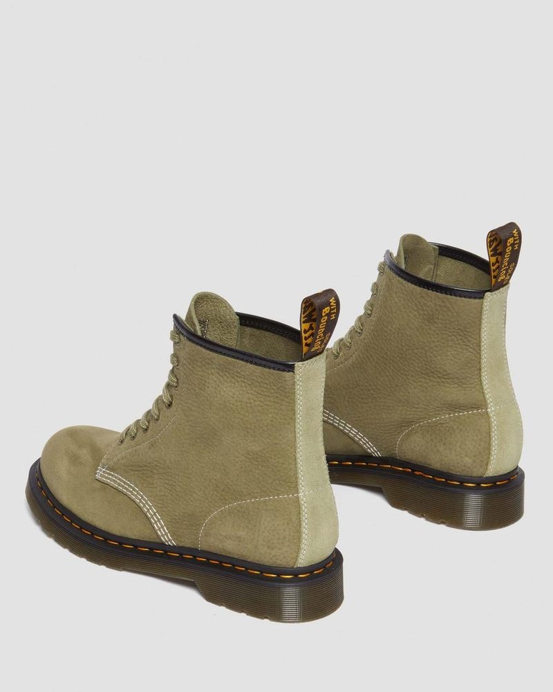 Dr Doc Martens 1460 Tumbled Nubuck Cuero Encaje Up Boots (Tumbled Nubuck) Verde Oliva | ER26-B7OE