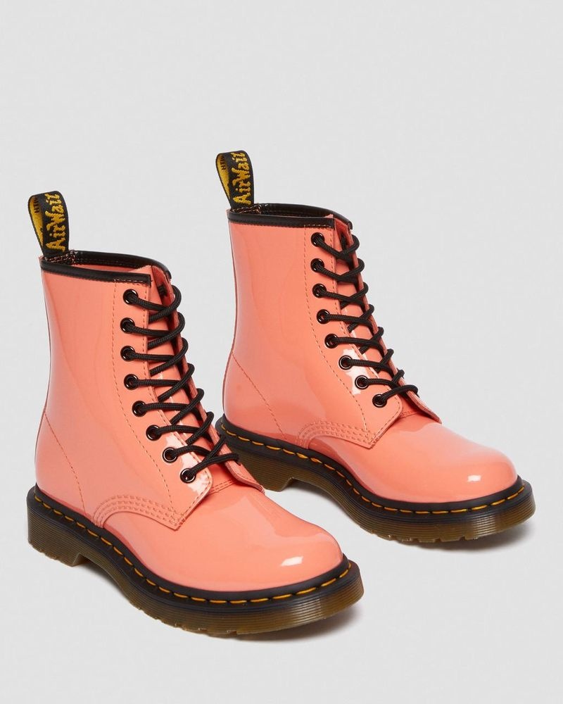 Dr Doc Martens 1460 - Charol Cuero Encaje Up Boots (Charol Cuero) Coral | ZA68-I6WF