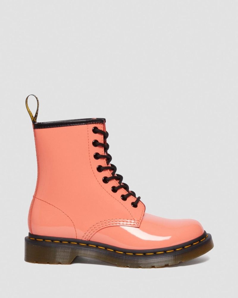 Dr Doc Martens 1460 - Charol Cuero Encaje Up Boots (Charol Cuero) Coral | ZA68-I6WF