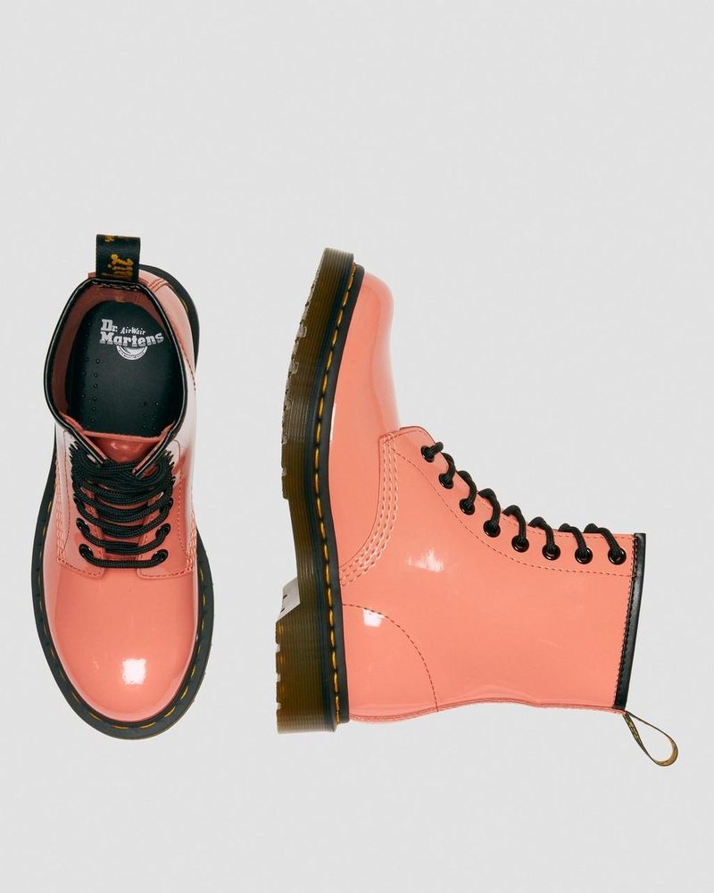 Dr Doc Martens 1460 - Charol Cuero Encaje Up Boots (Charol Cuero) Coral | ZA68-I6WF