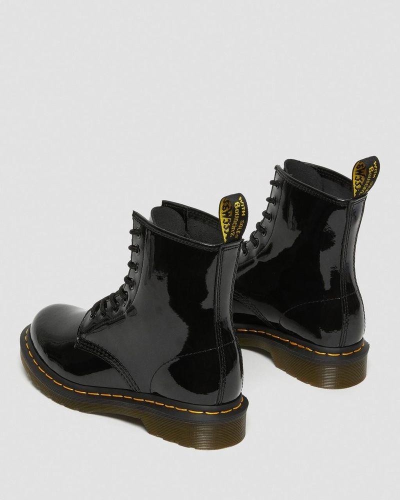 Dr Doc Martens 1460 - Charol Cuero Encaje Up Boots (Charol Cuero) Negros | NN31-C4IC