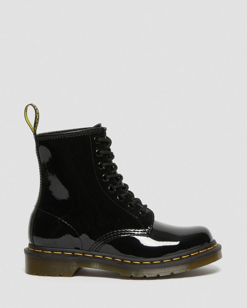 Dr Doc Martens 1460 - Charol Cuero Encaje Up Boots (Charol Cuero) Negros | NN31-C4IC