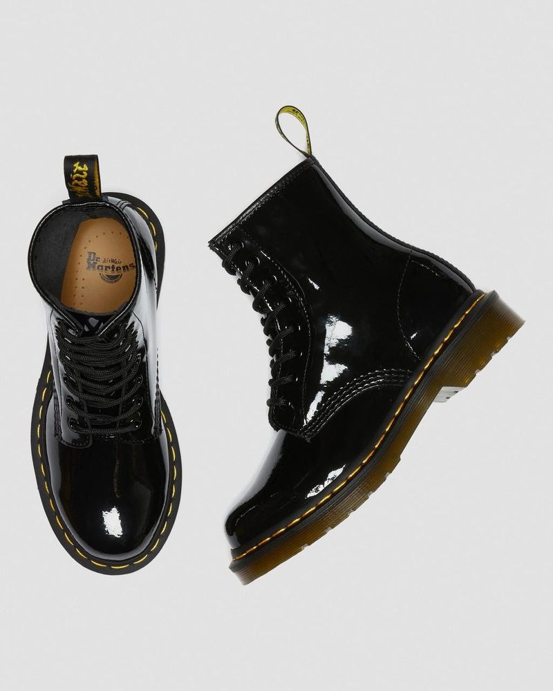 Dr Doc Martens 1460 - Charol Cuero Encaje Up Boots (Charol Cuero) Negros | NN31-C4IC