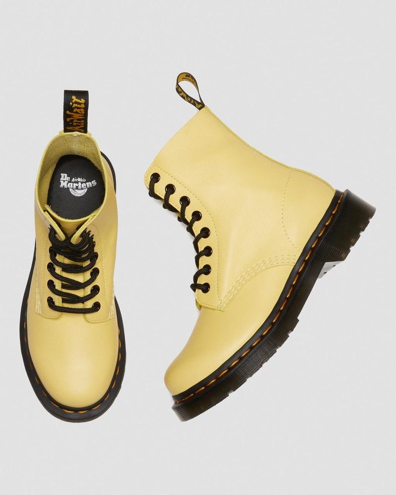 Dr Doc Martens 1460 - Pascal Black Eyelet Encaje Up Boots (Virginia) Azules Amarillos | BN26-R2RK