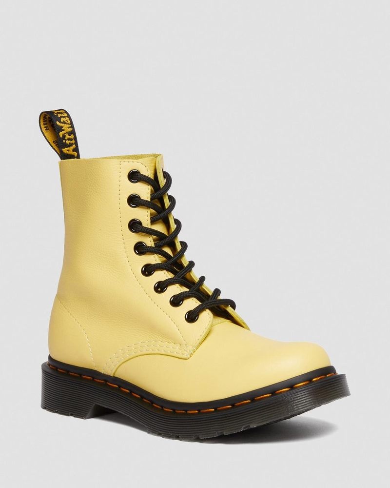 Dr Doc Martens 1460 - Pascal Black Eyelet Encaje Up Boots (Virginia) Azules Amarillos | BN26-R2RK