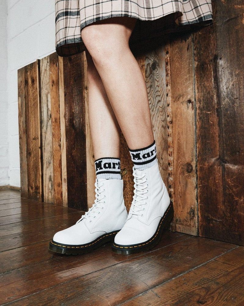 Dr Doc Martens 1460 - Pascal Virginia Cuero Boots (Virginia) Blancos | NA16-W8MC