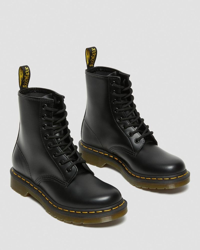 Dr Doc Martens 1460 - Smooth Cuero Encaje Up Boots (Smooth Cuero) Negros | HT95-N4PP