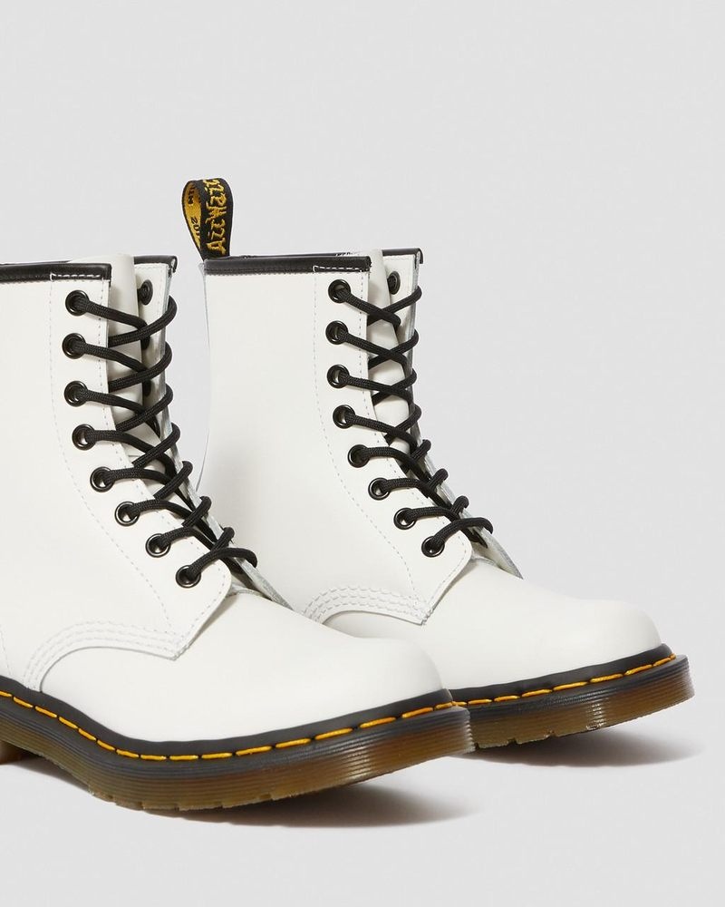 Dr Doc Martens 1460 - Smooth Cuero Encaje Up Boots (Smooth Cuero) Blancos | UR37-W4XY