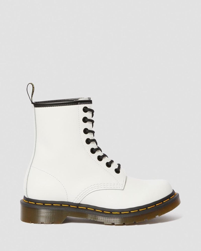 Dr Doc Martens 1460 - Smooth Cuero Encaje Up Boots (Smooth Cuero) Blancos | UR37-W4XY