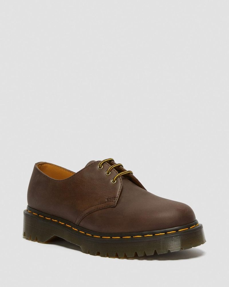 Dr Doc Martens 1461 Bex Crazy Horse Cuero Oxford Shoes (Crazy Horse) Marrom Oscuro | GP89-Z8SQ