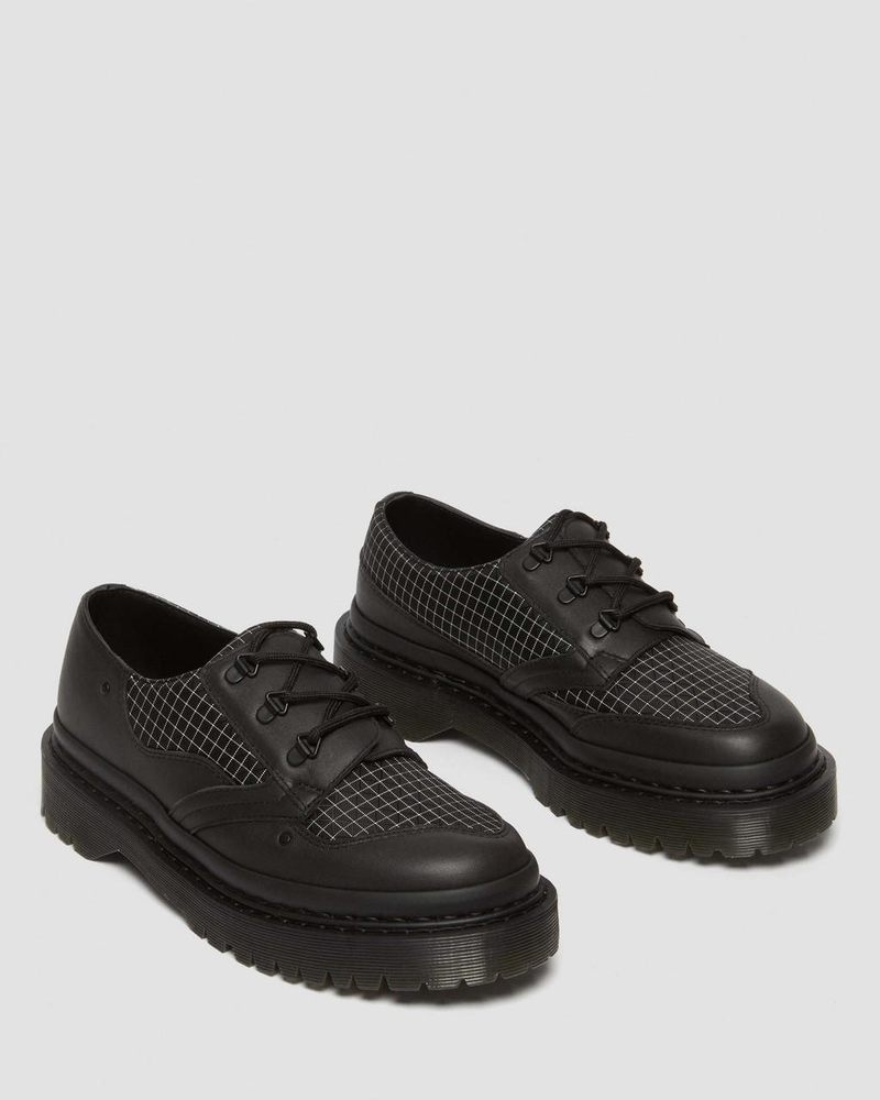 Dr Doc Martens 1461 Bex Ripstop Grid Oxford Shoes (Sorento+Grip Ripstop) Black/Black/White | NT00-T6IA