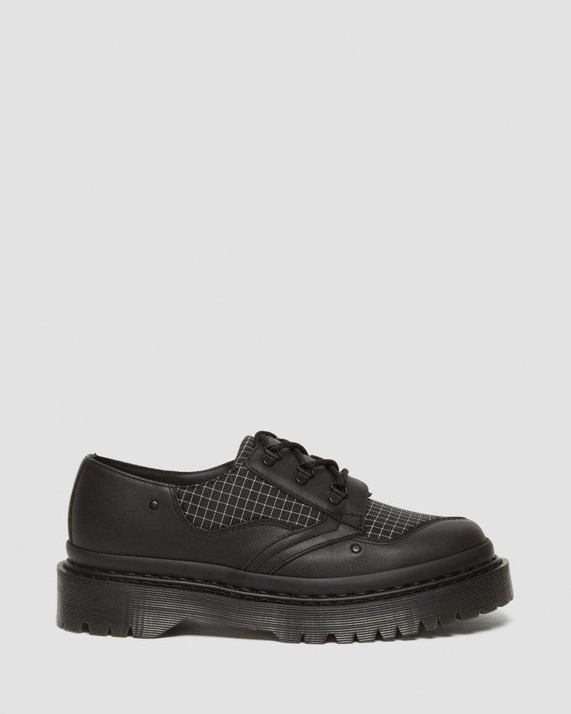 Dr Doc Martens 1461 Bex Ripstop Grid Oxford Shoes (Sorento+Grip Ripstop) Black/Black/White | NT00-T6IA