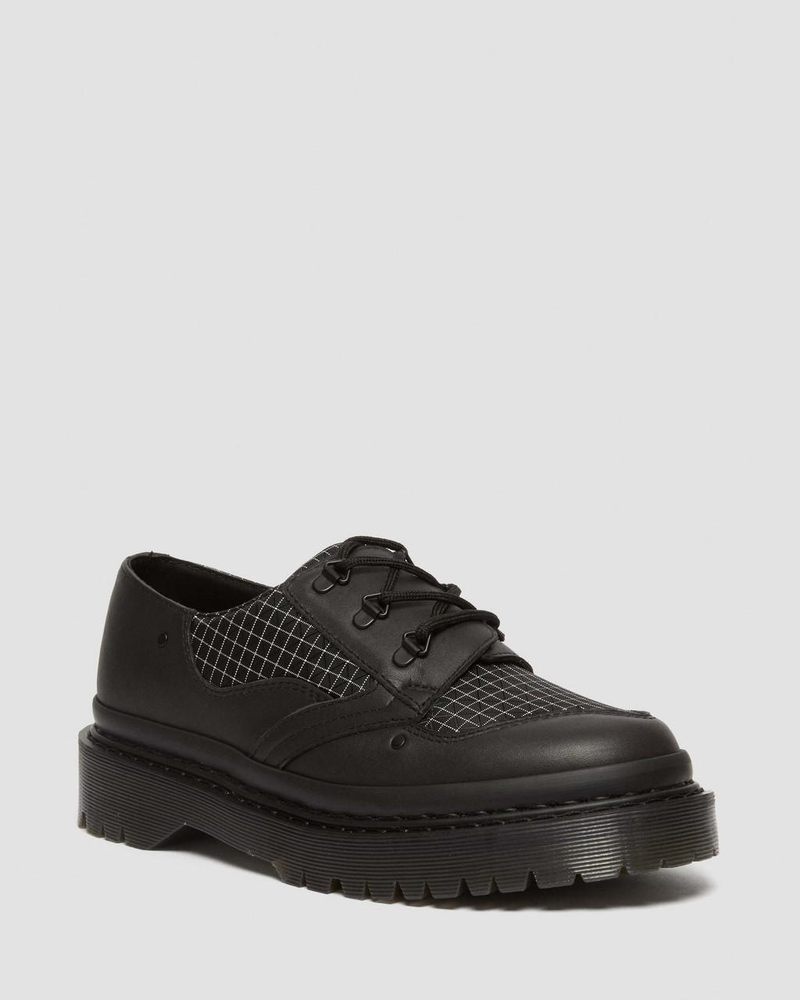 Dr Doc Martens 1461 Bex Ripstop Grid Oxford Shoes (Sorento+Grip Ripstop) Black/Black/White | NT00-T6IA