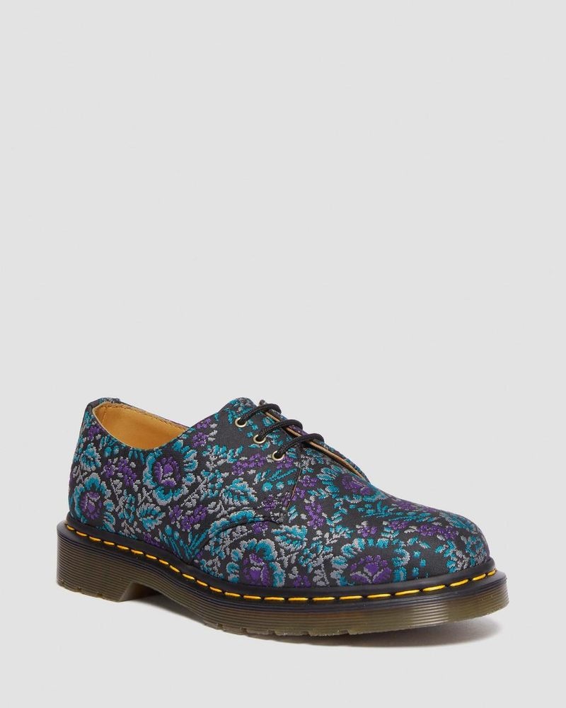 Dr Doc Martens 1461 Floral Jacquard Oxord Shoes (Floral Jacquard) Black/purple | LF07-G7PJ