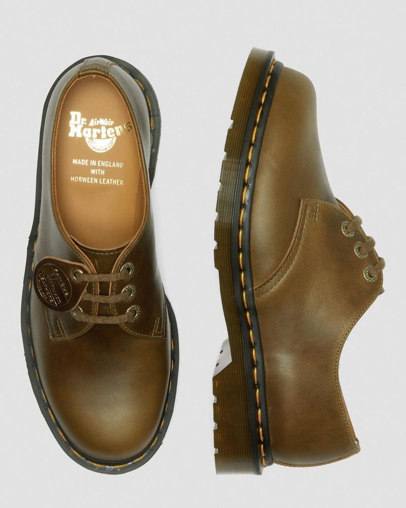 Dr Doc Martens 1461 Made in England Denver Cuero Oxford Shoes (Denver Veg Tan) Verde Oliva | JH73-A6BD