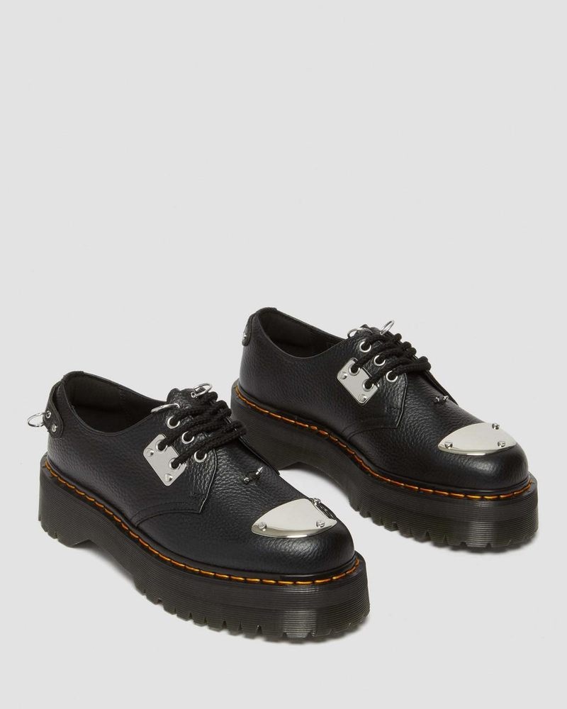 Dr Doc Martens 1461 Piercing Milled Nappa Cuero Plataforma Shoes (Milled Nappa) Negros | HK03-X7HN