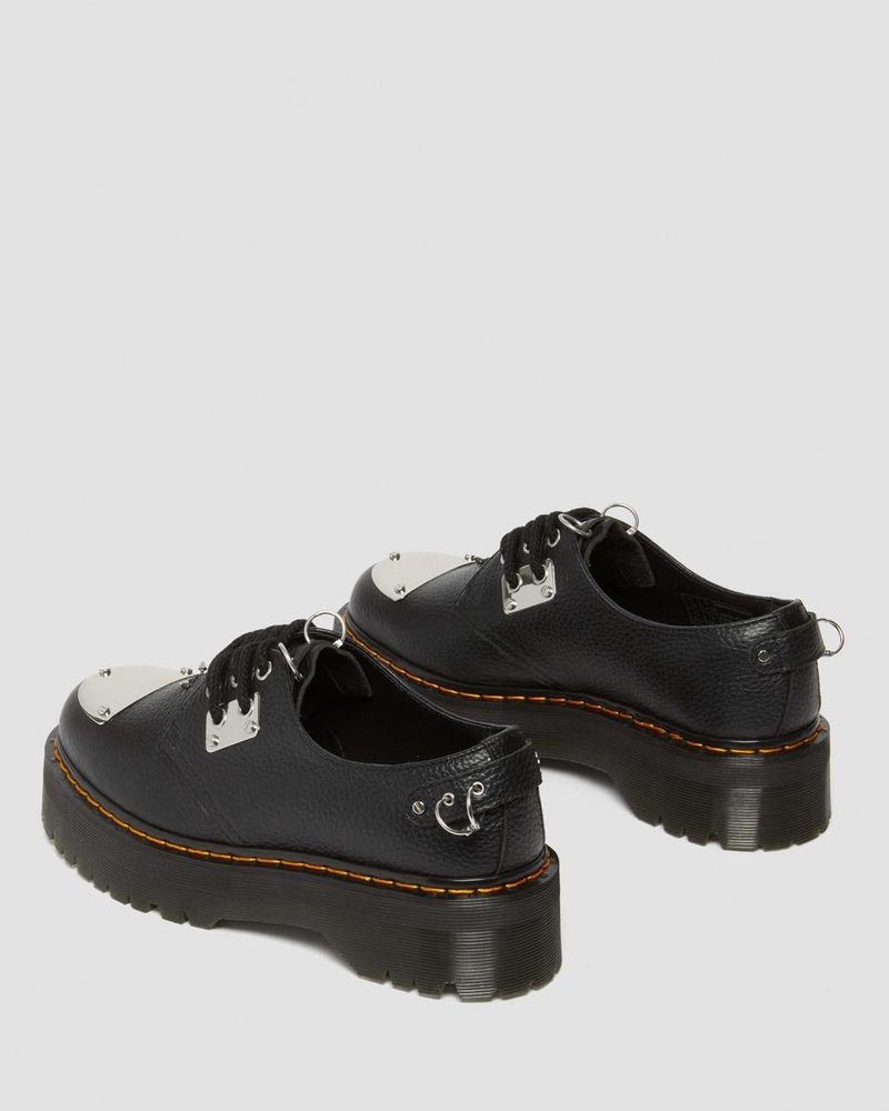 Dr Doc Martens 1461 Piercing Milled Nappa Cuero Plataforma Shoes (Milled Nappa) Negros | HK03-X7HN