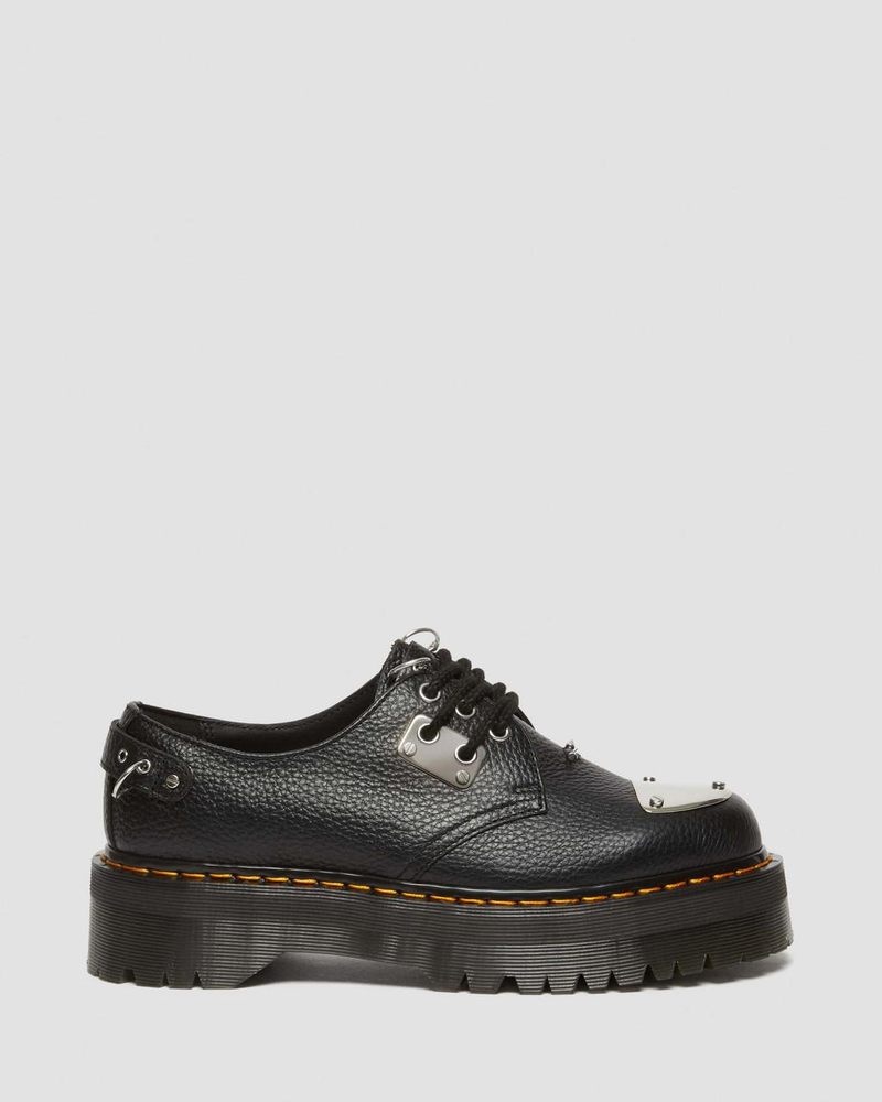 Dr Doc Martens 1461 Piercing Milled Nappa Cuero Plataforma Shoes (Milled Nappa) Negros | HK03-X7HN