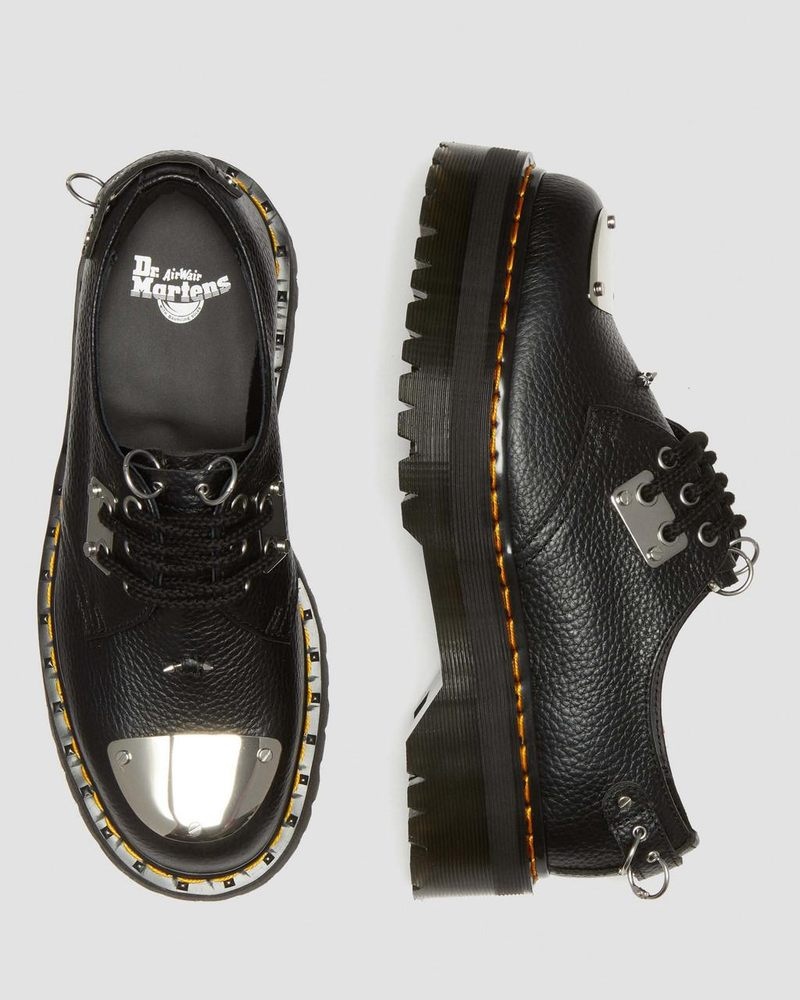 Dr Doc Martens 1461 Piercing Milled Nappa Cuero Plataforma Shoes (Milled Nappa) Negros | HK03-X7HN