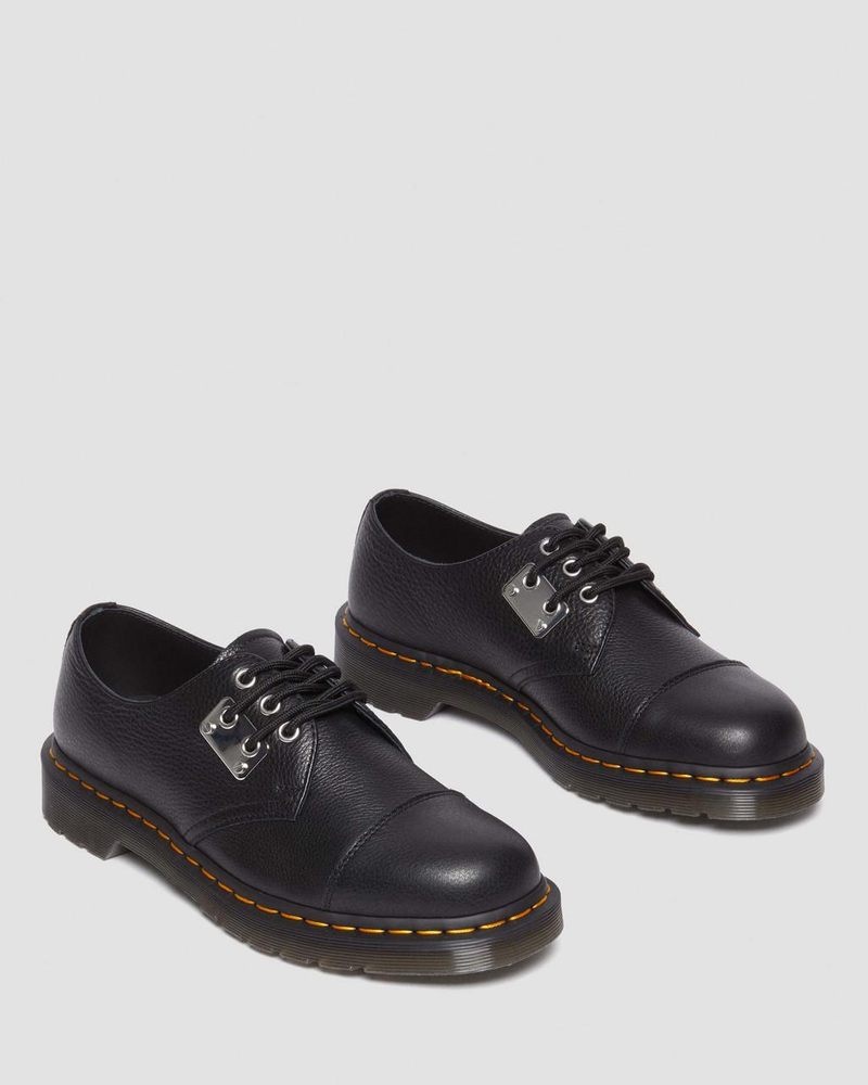 Dr Doc Martens 1461 Puntera Plate Lunar Cuero Oxford Shoes (Milled Nappa) Negros | ZV45-K1CD