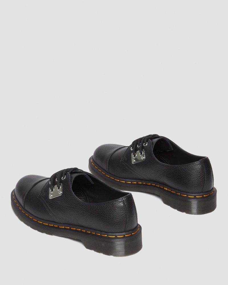 Dr Doc Martens 1461 Puntera Plate Lunar Cuero Oxford Shoes (Milled Nappa) Negros | ZV45-K1CD