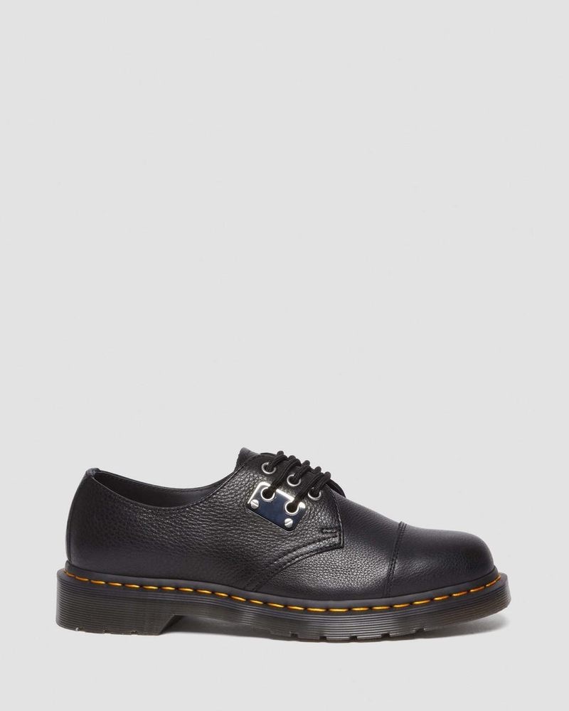 Dr Doc Martens 1461 Puntera Plate Lunar Cuero Oxford Shoes (Milled Nappa) Negros | ZV45-K1CD