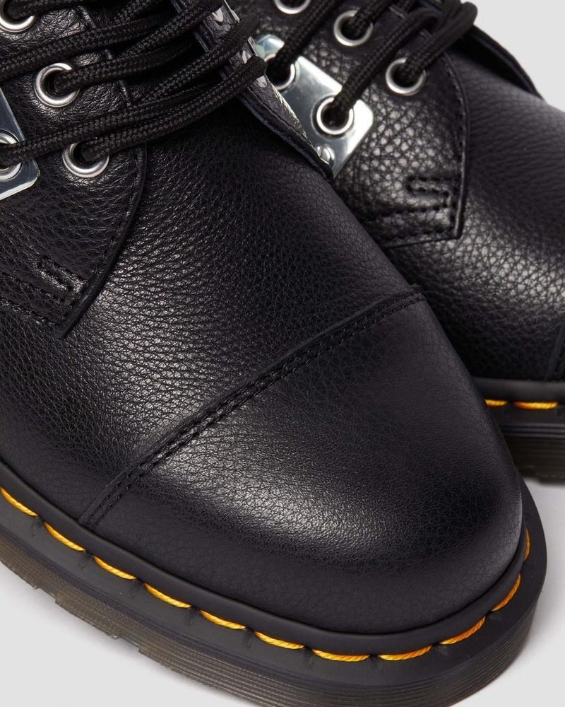 Dr Doc Martens 1461 Puntera Plate Lunar Cuero Oxford Shoes (Milled Nappa) Negros | ZV45-K1CD