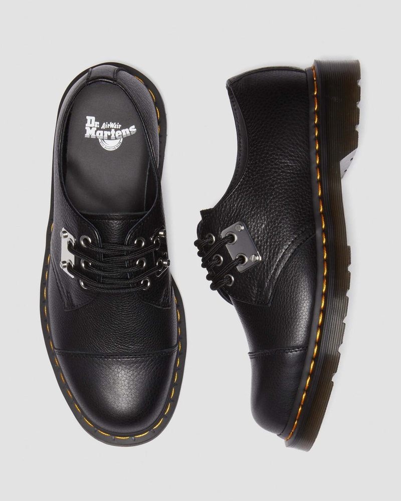 Dr Doc Martens 1461 Puntera Plate Lunar Cuero Oxford Shoes (Milled Nappa) Negros | ZV45-K1CD