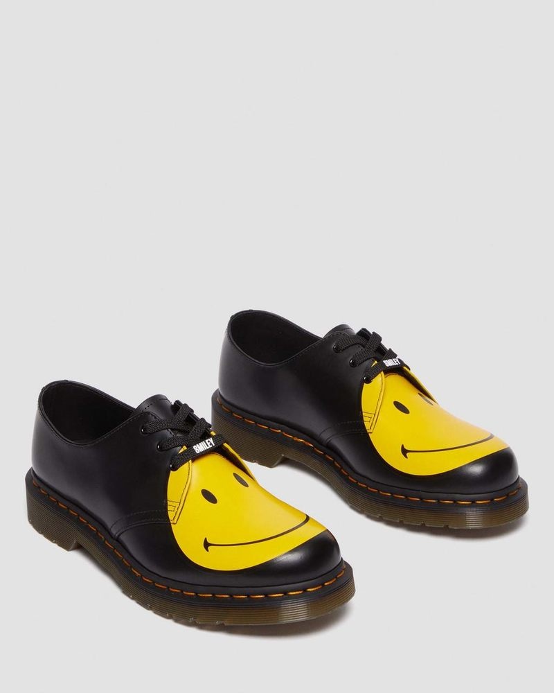 Dr Doc Martens 1461 Smiley Smooth Cuero Oxford Shoes (Smooth Cuero) Negros | PR19-O7NJ