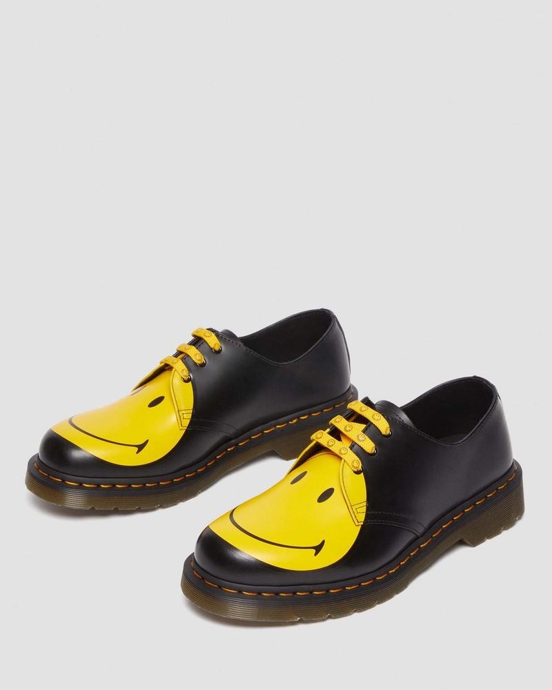 Dr Doc Martens 1461 Smiley Smooth Cuero Oxford Shoes (Smooth Cuero) Negros | PR19-O7NJ