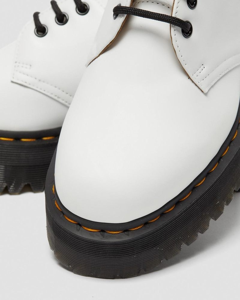 Dr Doc Martens 1461 Smooth Cuero Plataforma Shoes (Polished Smooth) Blancos | WK72-M4JS