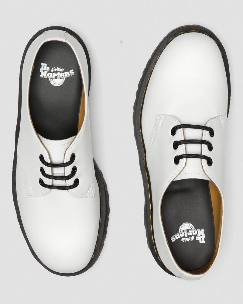 Dr Doc Martens 1461 Smooth Cuero Plataforma Shoes (Polished Smooth) Blancos | WK72-M4JS