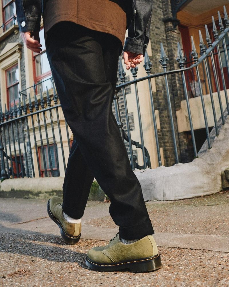 Dr Doc Martens 1461 Tumbled Nubuck Cuero Oxford Shoes (Tumbled Nubuck) Verde Oliva | ET66-R7YT