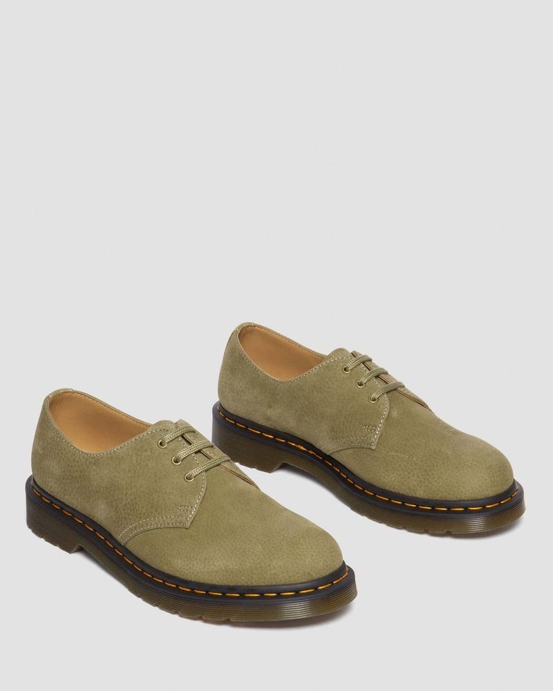 Dr Doc Martens 1461 Tumbled Nubuck Cuero Oxford Shoes (Tumbled Nubuck) Verde Oliva | ET66-R7YT