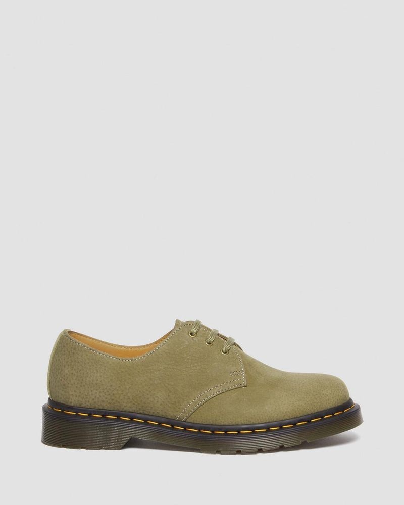 Dr Doc Martens 1461 Tumbled Nubuck Cuero Oxford Shoes (Tumbled Nubuck) Verde Oliva | ET66-R7YT