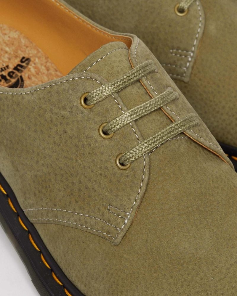 Dr Doc Martens 1461 Tumbled Nubuck Cuero Oxford Shoes (Tumbled Nubuck) Verde Oliva | ET66-R7YT