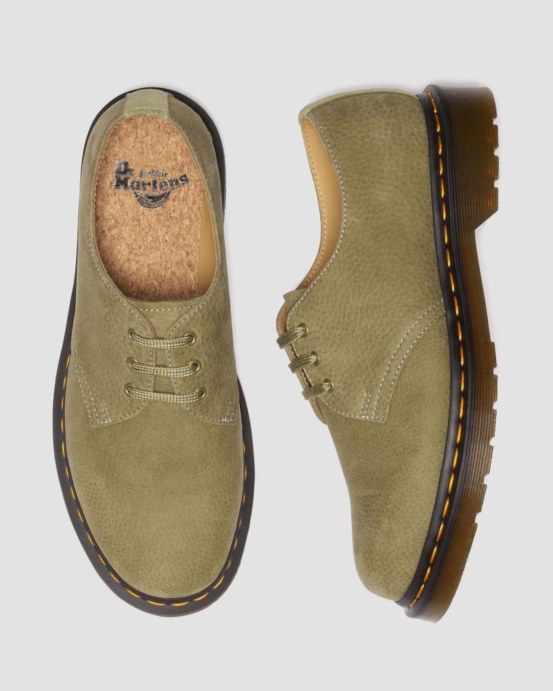 Dr Doc Martens 1461 Tumbled Nubuck Cuero Oxford Shoes (Tumbled Nubuck) Verde Oliva | ET66-R7YT