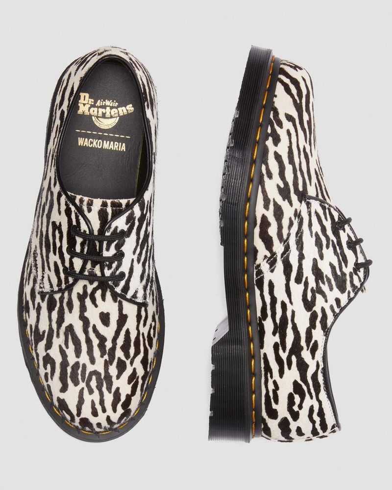 Dr Doc Martens 1461 Wacko Maria Hair-On Oxford Shoes (Hair On) Negros Blancos | NJ32-W4MA