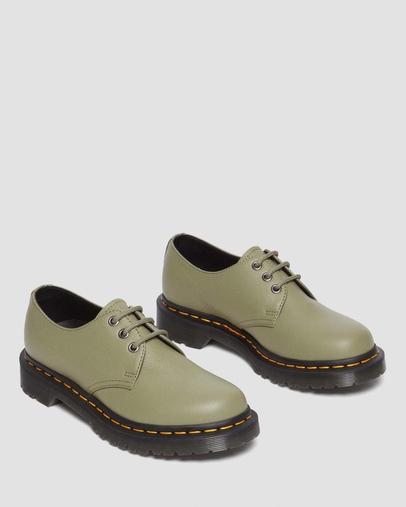 Dr Doc Martens 1461 - Virginia Cuero Oxford Shoes (Virginia) Verde Oliva | XH50-C5JI