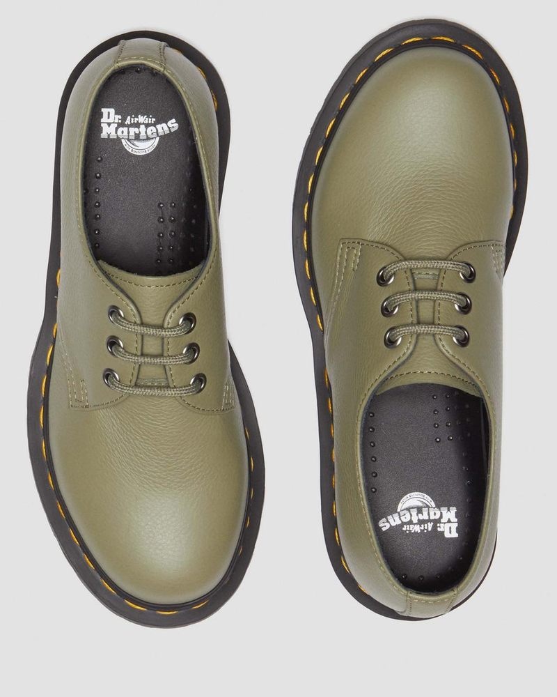 Dr Doc Martens 1461 - Virginia Cuero Oxford Shoes (Virginia) Verde Oliva | XH50-C5JI