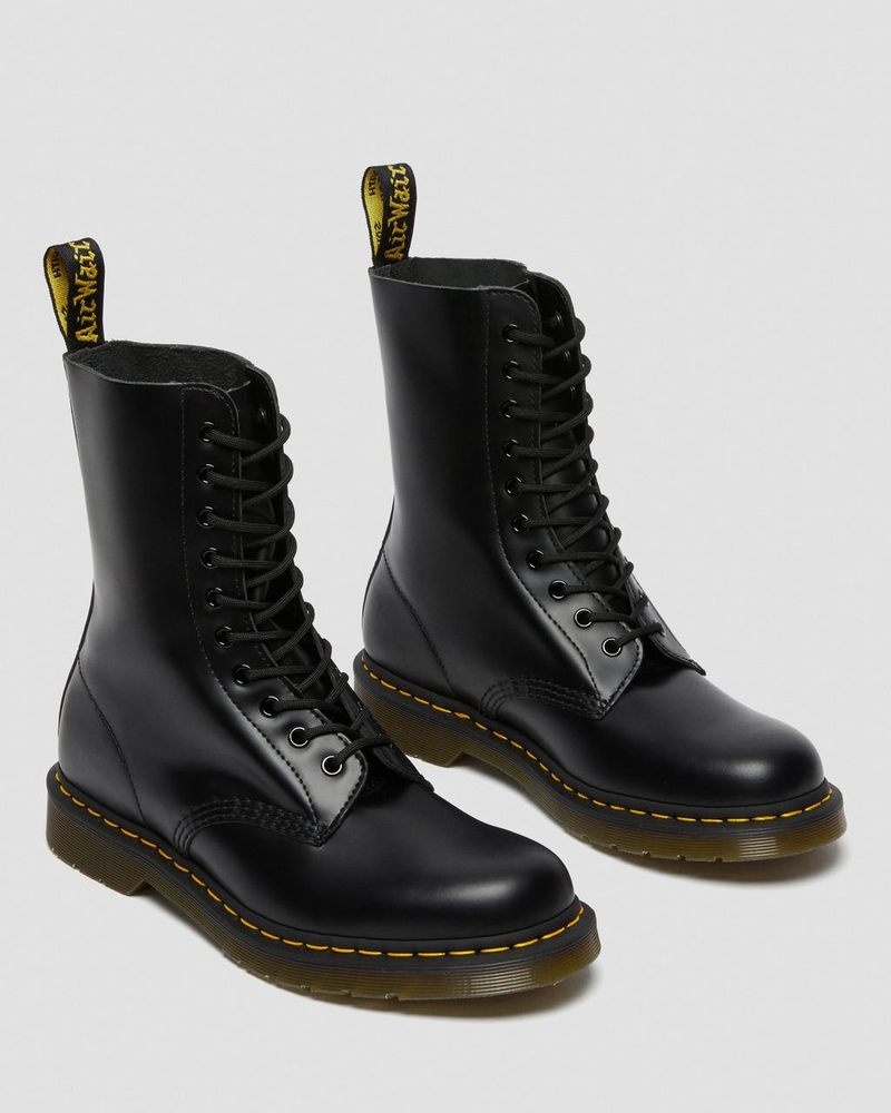 Dr Doc Martens 1490 Smooth Cuero Mid Calf Boots (Smooth Cuero) Negros | VE82-D3XJ