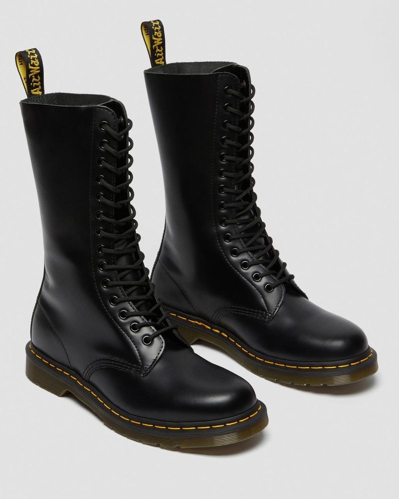 Dr Doc Martens 1914 Smooth Cuero Altos Boots (Smooth Cuero) Negros | JJ01-S6YN