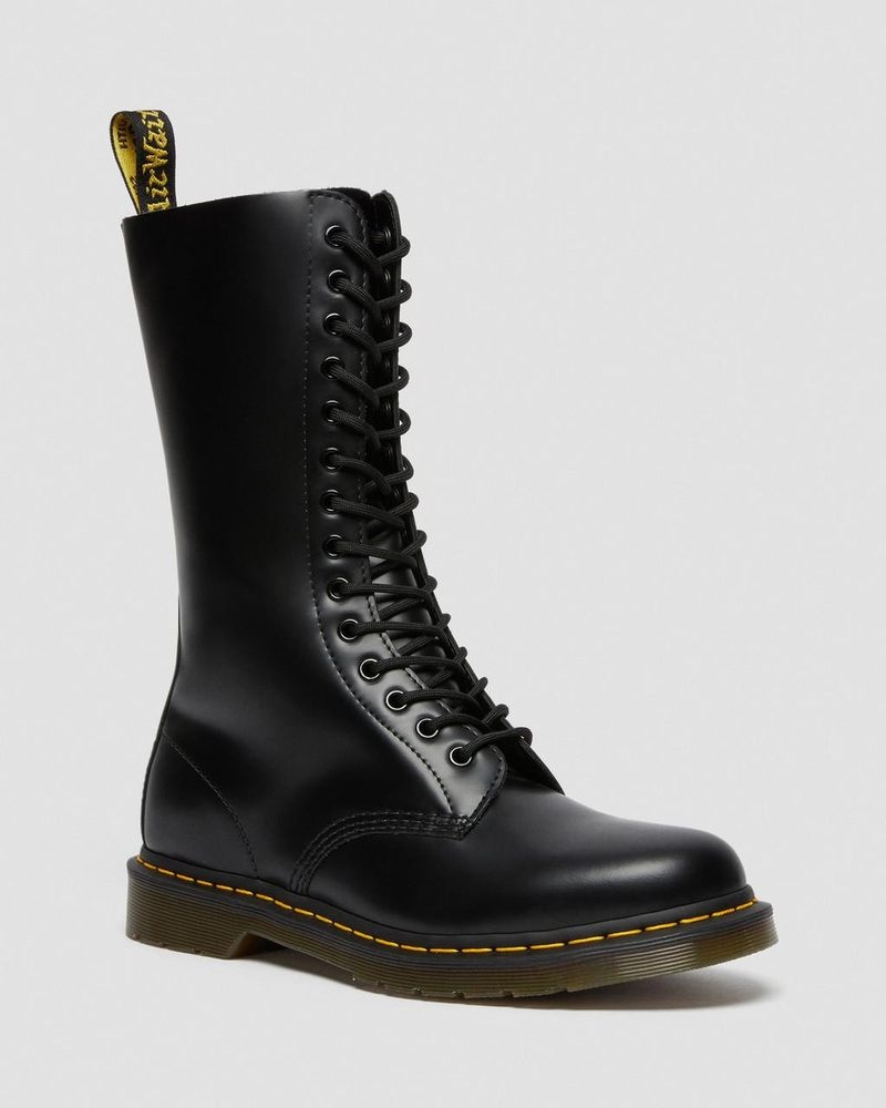 Dr Doc Martens 1914 Smooth Cuero Altos Boots (Smooth Cuero) Negros | JJ01-S6YN