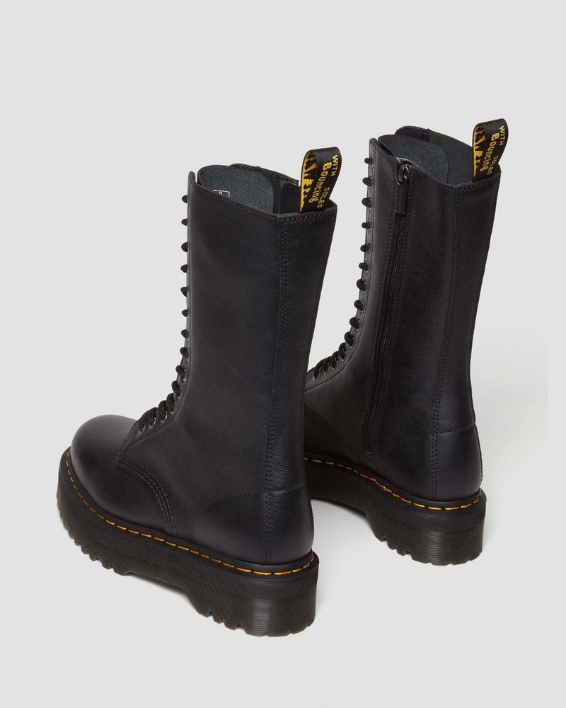 Dr Doc Martens 1B99 Pisa Cuero Mid Calf Encaje Up Boots (Pisa) Negros | IJ06-A6HS