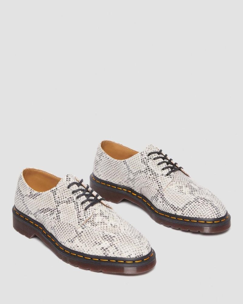 Dr Doc Martens 2046 Snake Print Gamuza Oxford Shoes (Python Print Gamuza) Sand/Black | RU00-X5OH