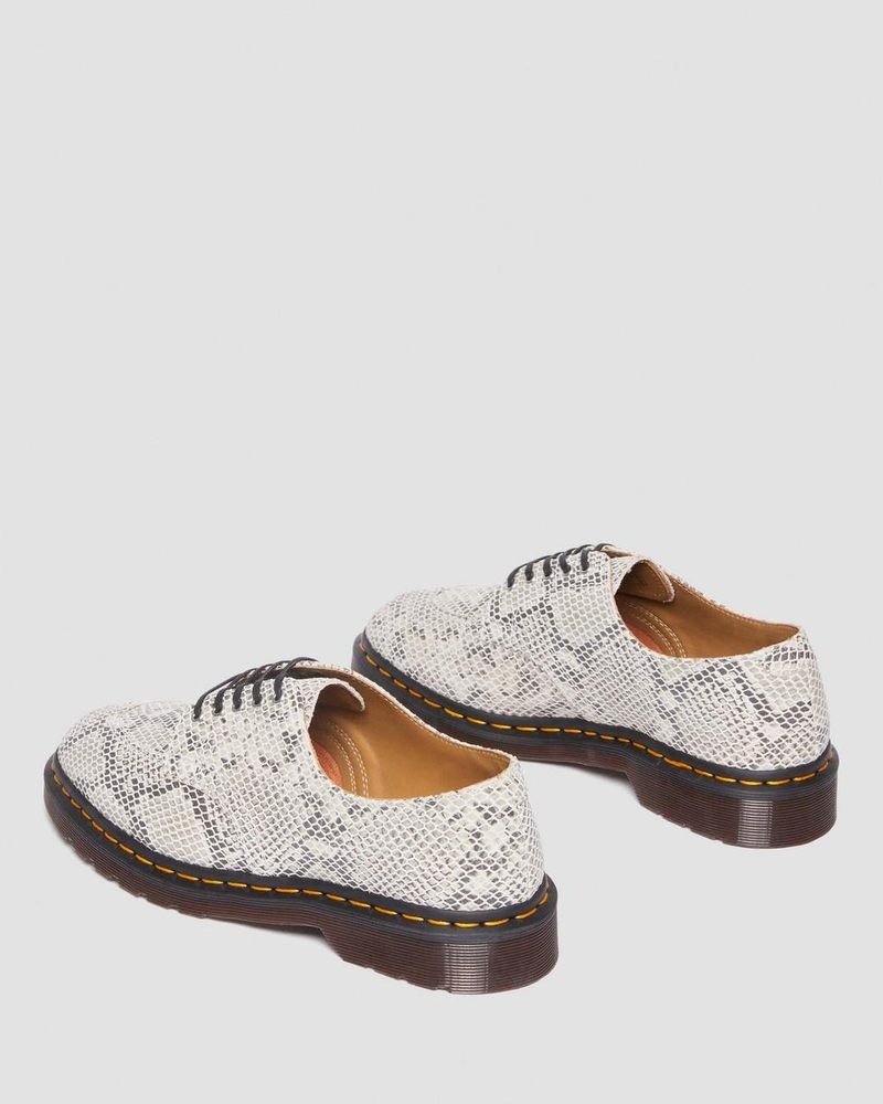 Dr Doc Martens 2046 Snake Print Gamuza Oxford Shoes (Python Print Gamuza) Sand/Black | RU00-X5OH