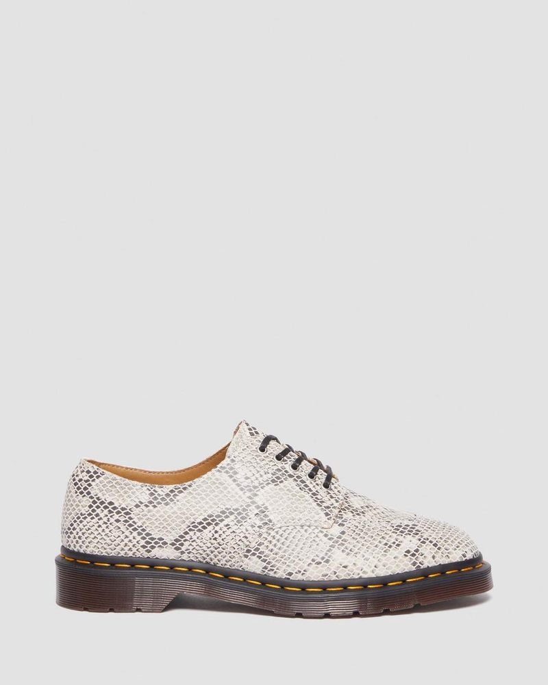 Dr Doc Martens 2046 Snake Print Gamuza Oxford Shoes (Python Print Gamuza) Sand/Black | RU00-X5OH