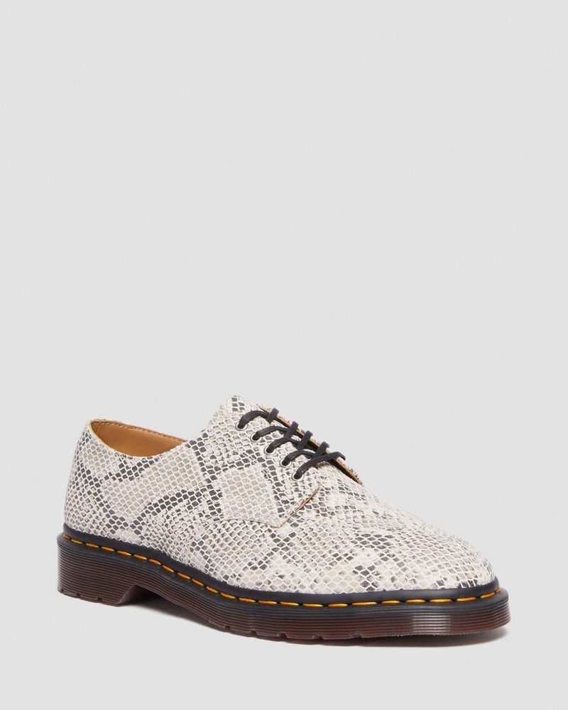 Dr Doc Martens 2046 Snake Print Gamuza Oxford Shoes (Python Print Gamuza) Sand/Black | RU00-X5OH