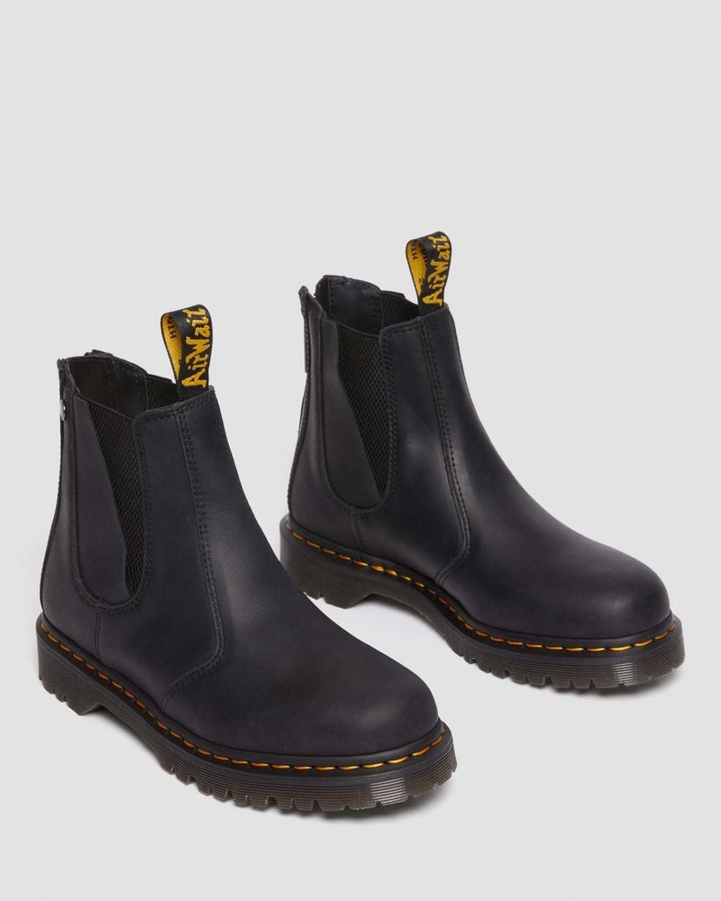 Dr Doc Martens 2976 Alternative Full Grain Cuero Chelsea Boots (Waxed Full Grain) Negros | ZH40-T9GO